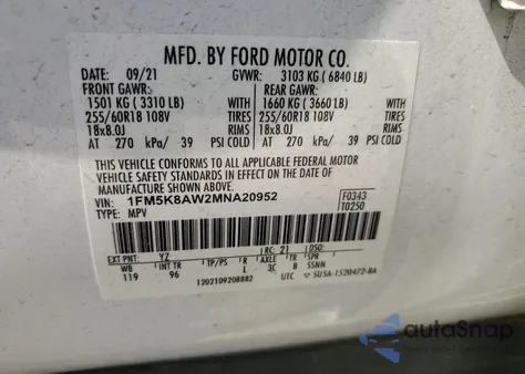 2021 Ford Explorer Police Interceptor from USA, damaged, VIN 1FM5K8AW2MNA20952